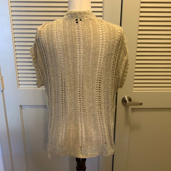 Love Stitch Vest Knit Long Fringe Lagenlook - Picture 2 of 7